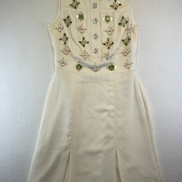 Banana Republic Womens White Beaded Embellished Jeweled Fit Flare Dress 2 - Picture 12 of 12